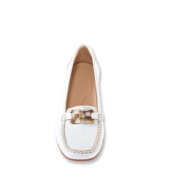 STILEDIVITA 7570 Mocassini Casual Donna Pelle Bianco Tacco Zeppa 2Cm Suola Gomma