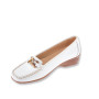 STILEDIVITA 7570 Mocassini Casual Donna Pelle Bianco Tacco Zeppa 2Cm Suola Gomma
