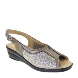 STILEDIVITA 8113 Sandali Confort Donna Pelle Bronzo Tacco Zeppa 5Cm Suola Gomma