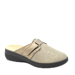 STILEDIVITA 8262 Pantofole Plantare Estraibile Donna Tessuto Taupe Tacco Zeppa 3Cm Suola Gomma