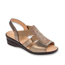 STILEDIVITA 8380 Sandali Confort Donna Pelle Bronzo Tacco Zeppa 4Cm Suola Gomma