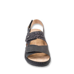 STILEDIVITA 8526 Sandali Confort Donna Pelle Antracite Tacco Zeppa 6Cm Suola Gomma