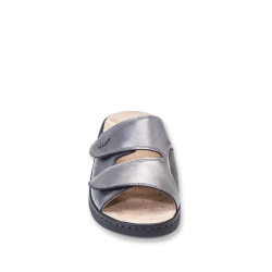 STILEDIVITA 8563 Sandali Ciabatte Confort Donna Pelle Antracite Tacco Zeppa 4Cm Suola Gomma