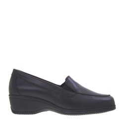 STILEDIVITA 9090 Mocassini Casual Donna Pelle Nero Tacco Zeppa 4Cm Suola Gomma