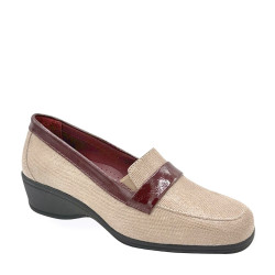 STILEDIVITA 9091 Mocassini Casual Donna Pelle Taupe Tacco Zeppa 4Cm Suola Gomma