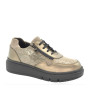 STILEDIVITA 9137 Sneaker Casual Donna Pelle Laminata Bronzo Tacco Zeppa 3Cm Suola Gomma