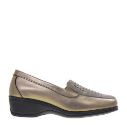 STILEDIVITA 9146 Mocassini Classici Donna Pelle Bronzo Tacco Zeppa 4Cm Suola Gomma