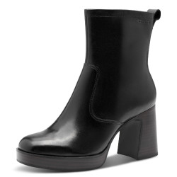 TAMARIS 25324 Stivaletti Moda Donna Pelle Nero Tacco Grosso 9Cm Suola Gomma Gambale Caviglia