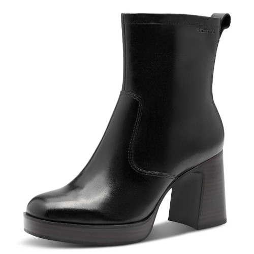 TAMARIS 25324 Stivaletti Moda Donna Pelle Nero Tacco Grosso 9Cm Suola Gomma Gambale Caviglia