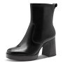 TAMARIS 25324 Stivaletti Moda Donna Pelle Nero Tacco Grosso 9Cm Suola Gomma Gambale Caviglia
