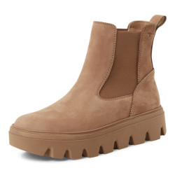 TAMARIS 25405 Stivaletti Casual Donna Nubuk Cuoio Tacco Zeppa 4Cm Suola Gomma Gambale Caviglia