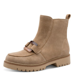 TAMARIS 25435 Stivaletti Casual Donna Scamosciato Beige Tacco Grosso 3Cm Suola Gomma Gambale Caviglia