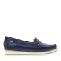 VALLEVERDE 11103 Mocassini Casual Donna Pelle Blu Tacco Zeppa 2Cm Suola Gomma