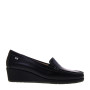 VALLEVERDE 11205 Mocassini Casual Donna Pelle Nero Tacco Zeppa 4Cm Suola Gomma