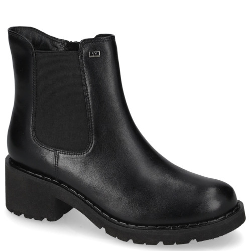 VALLEVERDE 17121 Stivaletti Casual Donna Pelle Nero Tacco Grosso 5Cm Suola Gomma Gambale Caviglia VALLEVERDE 17121 Stivaletti Casual Donna Pelle Nero Tacco Grosso 5Cm Suola Gomma Gambale Caviglia