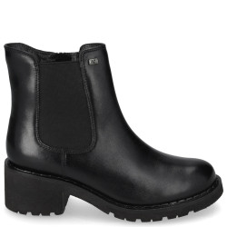 VALLEVERDE 17121 Stivaletti Casual Donna Pelle Nero Tacco Grosso 5Cm Suola Gomma Gambale Caviglia VALLEVERDE 17121 Stivaletti Casual Donna Pelle Nero Tacco Grosso 5Cm Suola Gomma Gambale Caviglia