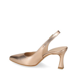 VALLEVERDE 19101B Slingback Cerimonia Donna Pelle Laminata Cipria Tacco Stiletto 8Cm Suola Gomma