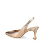 VALLEVERDE 19101B Slingback Cerimonia Donna Pelle Laminata Cipria Tacco Stiletto 8Cm Suola Gomma