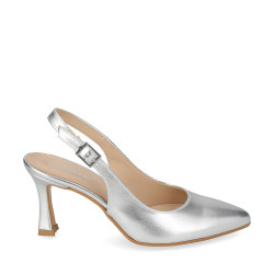 VALLEVERDE 19101B Slingback Cerimonia Donna Pelle Laminata Argento Tacco Stiletto 8Cm Suola Gomma VALLEVERDE 19101B Slingback Cerimonia Donna Pelle Laminata Argento Tacco Stiletto 8Cm Suola Gomma