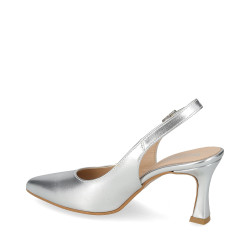VALLEVERDE 19101B Slingback Cerimonia Donna Pelle Laminata Argento Tacco Stiletto 8Cm Suola Gomma VALLEVERDE 19101B Slingback Cerimonia Donna Pelle Laminata Argento Tacco Stiletto 8Cm Suola Gomma