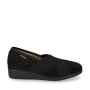 VALLEVERDE 23217 Mocassini Casual Donna Scamosciato Nero Tacco Zeppa 3Cm Suola Gomma