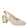 VALLEVERDE 28200 Slingback Cerimonia Donna Tessuto Oro Tacco Grosso 6Cm Suola Gomma Sintetica