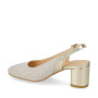 VALLEVERDE 28200 Slingback Cerimonia Donna Tessuto Oro Tacco Grosso 6Cm Suola Gomma Sintetica