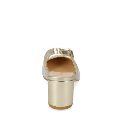 VALLEVERDE 28200 Slingback Cerimonia Donna Tessuto Oro Tacco Grosso 6Cm Suola Gomma Sintetica