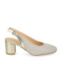 VALLEVERDE 28200 Slingback Cerimonia Donna Tessuto Oro Tacco Grosso 6Cm Suola Gomma Sintetica