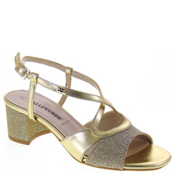 VALLEVERDE 28216 Sandali Cerimonia Donna Pelle Sintetica Platino Tacco Grosso 5Cm Suola Sintetico