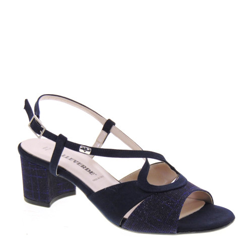 VALLEVERDE 28216 Sandali Cerimonia Donna Tessuto Blu Tacco Grosso 5Cm Suola Sintetico