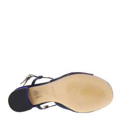 VALLEVERDE 28216 Sandali Cerimonia Donna Tessuto Blu Tacco Grosso 5Cm Suola Sintetico