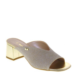 VALLEVERDE 28222 Sandali Ciabatte Donna Tessuto Platino Tacco Grosso 5Cm Suola Sintetico
