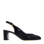 VALLEVERDE 28240 Slingback Cerimonia Donna Pelle Sintetica Nero Tacco Grosso 6Cm Suola Gomma