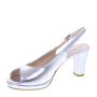 VALLEVERDE 28344 Sandali Cerimonia Donna Pelle Laminata Silver Tacco Stiletto 7Cm Suola Sintetico
