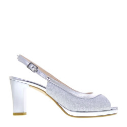 VALLEVERDE 28344 Sandali Cerimonia Donna Pelle Laminata Silver Tacco Stiletto 7Cm Suola Sintetico