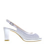 VALLEVERDE 28344 Sandali Cerimonia Donna Pelle Laminata Silver Tacco Stiletto 7Cm Suola Sintetico