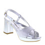 VALLEVERDE 28400 Sandali Cerimonia Donna Pelle Sintetica Argento Tacco Grosso 8Cm Suola Sintetico