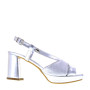 VALLEVERDE 28400 Sandali Cerimonia Donna Pelle Sintetica Argento Tacco Grosso 8Cm Suola Sintetico