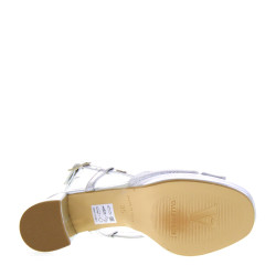 VALLEVERDE 28400 Sandali Cerimonia Donna Pelle Sintetica Argento Tacco Grosso 8Cm Suola Sintetico