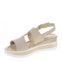 VALLEVERDE 32110 Sandali Sportivi Donna Pelle Beige Tacco Zeppa 4Cm Suola Gomma