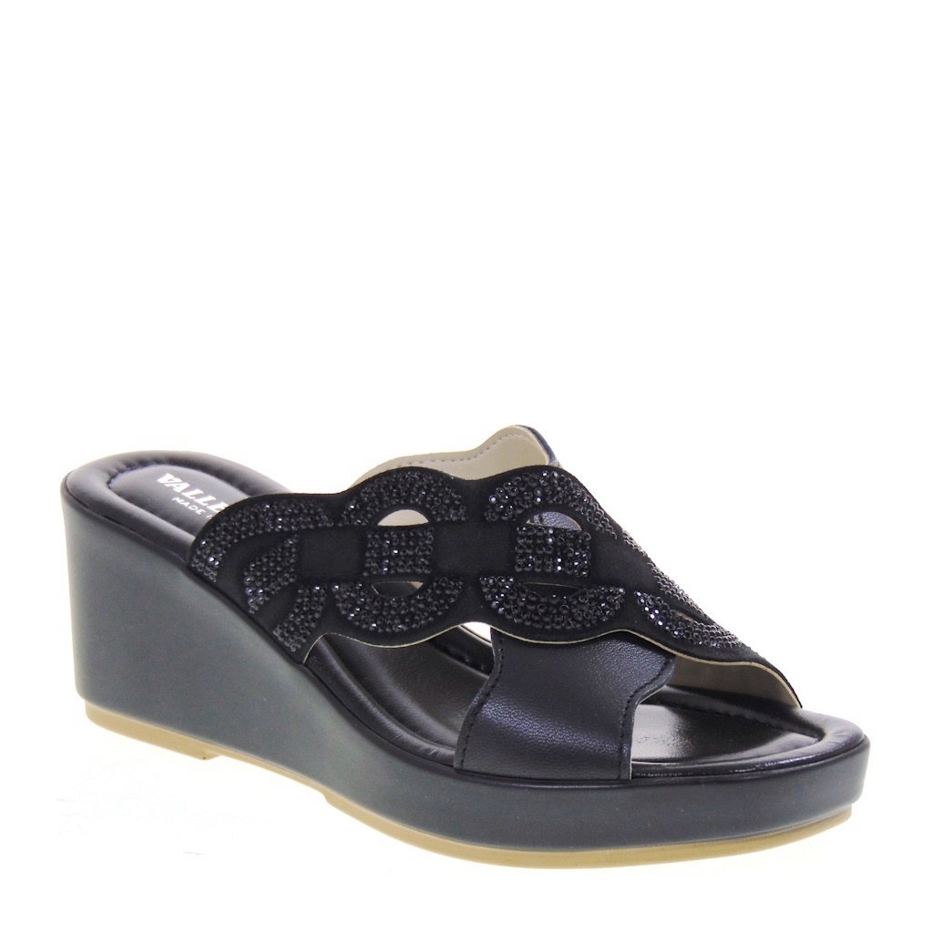 Sandali Ciabatte Donna Valleverde 32160 In Pelle Con Tacco A Zeppa 6 Cm E Suola In Gomma - Comode E Eleganti