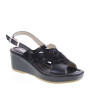 VALLEVERDE 32161 Sandali Confort Donna Pelle Nero Tacco Zeppa 6Cm Suola Gomma