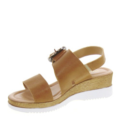 VALLEVERDE 32340 Sandali Sportivi Donna Pelle Cuoio Tacco Zeppa 6Cm Suola Gomma