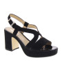 VALLEVERDE 32512 Sandali Moda Donna Scamosciato Nero Tacco Grosso 8Cm Suola Gomma