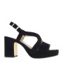 VALLEVERDE 32512 Sandali Moda Donna Scamosciato Nero Tacco Grosso 8Cm Suola Gomma