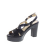 VALLEVERDE 32521 Sandali Moda Donna Pelle Sintetica Nero Tacco Grosso 7Cm Suola Gomma