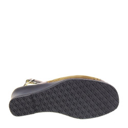 VALLEVERDE 33266 Sandali Confort Donna Pelle Camoscio Bronzo Tacco Zeppa 5Cm Suola Gomma