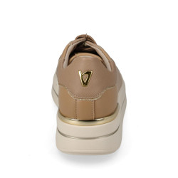 VALLEVERDE 35480A Sneaker Casual Donna Pelle Sintetica Beige Tacco Zeppa 4Cm Suola Gomma