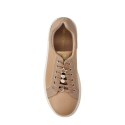 VALLEVERDE 35480A Sneaker Casual Donna Pelle Sintetica Beige Tacco Zeppa 4Cm Suola Gomma